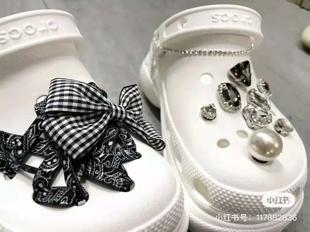 

Элегантные трехмерные Подвески в виде банта и крокса, прекрасное роскошное украшение стразы из жемчуга, цепочка «сделай сам», дизайнерские ...