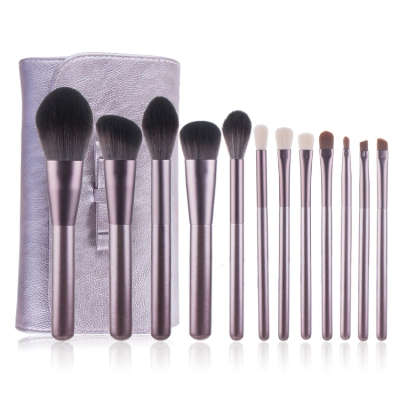 

12pcs Makeup Brushes Suit Wooden Handle Aluminum Tube Bionic Capillary Soft Powder Foundation Eyeshadow Eyeliner Brush Kits Tool