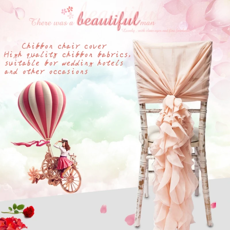 Marious 50 шт. шифоновый стул с поясом Свадебное гофрированное кресло капюшоном