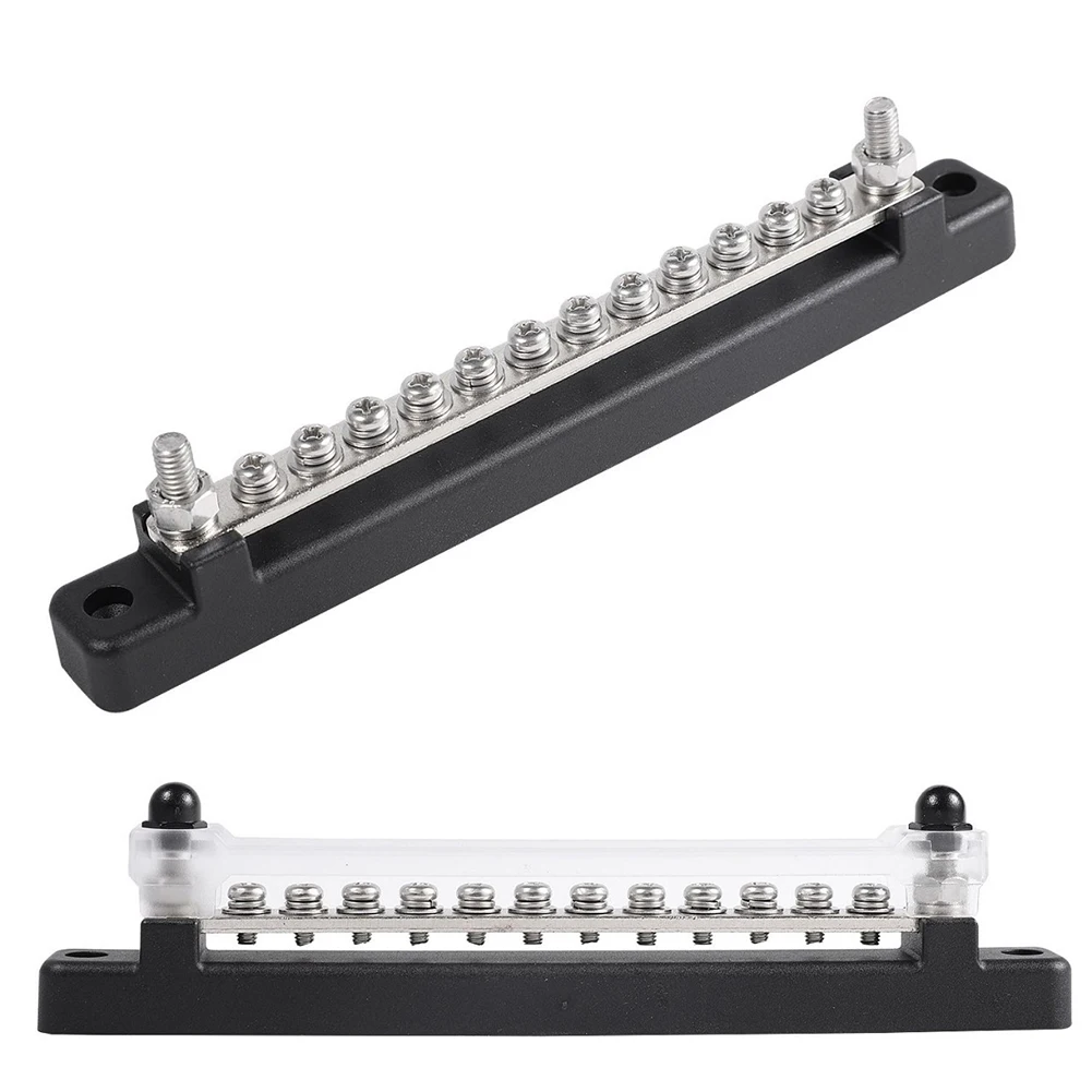 

12 Terminal 130A/150A BusBar Block&Cover for Car Boat Marine Power Distribution Terminal Block M4/12 Screwsa+M6/2 Studs dropship