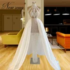 Женское длинное вечернее платье, элегантное белое платье-Русалка с бисером, вечерние нее платье знаменитости Дубая, лето 2022