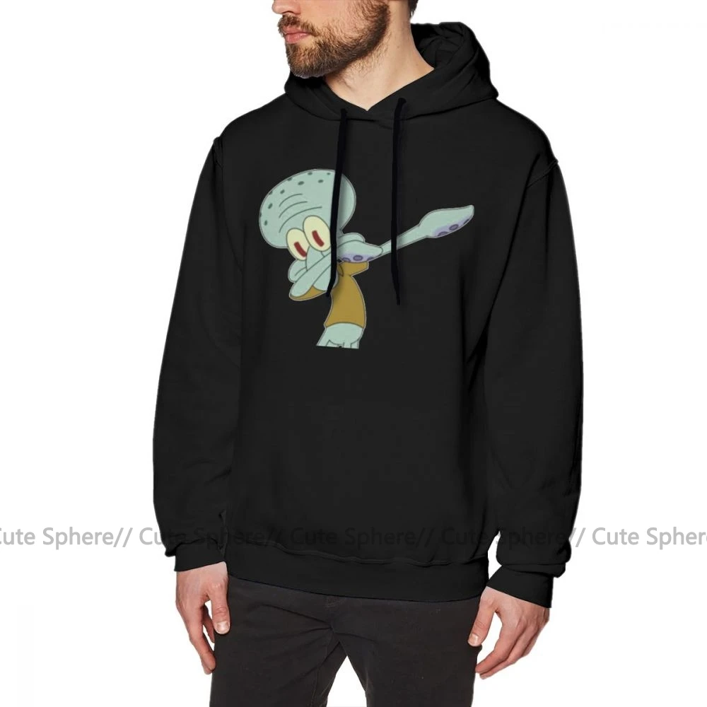 Толстовка с капюшоном Squidward Dab, мужские толстовки, хлопковый пуловер с капюшоном, свободные, большие, белые, Осенние, длинные, модные толстовки с капюшоном