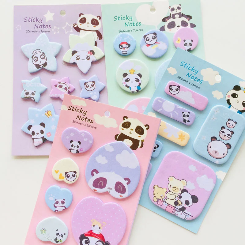 120 шт Novely Panda Sticky Notes милые Мультяшные блокноты для записей наклейки детей DIY