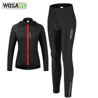 wosawe womens cycling clothing breathable pants rainproof windproof reflective cycling jersey set sportswear female riding suit