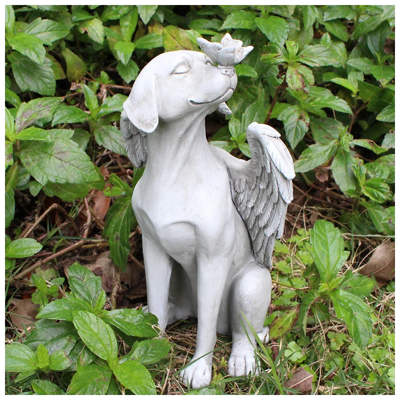 

Free Shipping Angel Dog Butterfly Cat Tribute Puppy Statue Sculpture Outdoor Garden Resin Decor 2021 Creative Home Decor Sculp