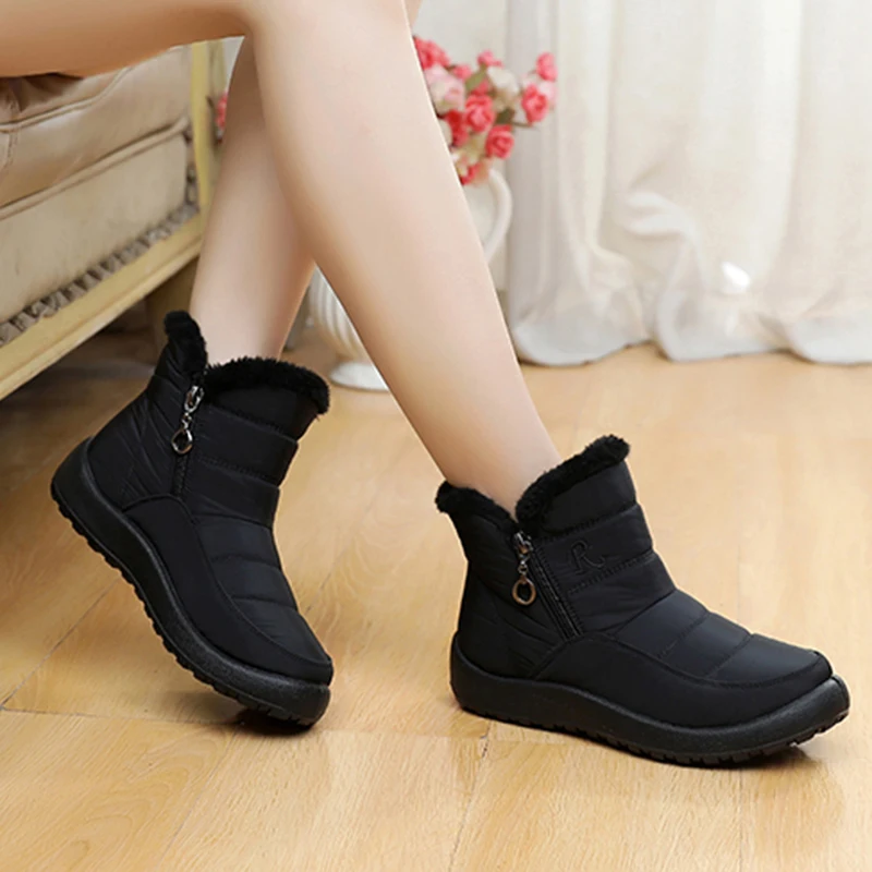 

Женские ботинки для снежной погоды, теплая обувь, женская обувь на платформе, женская обувь, меховые водонепроницаемые ботильоны, ботинки в ...