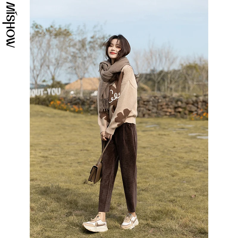 MISHOW свитер для женщин 2021 осень зима толстые свободные пуловеры с буквенным