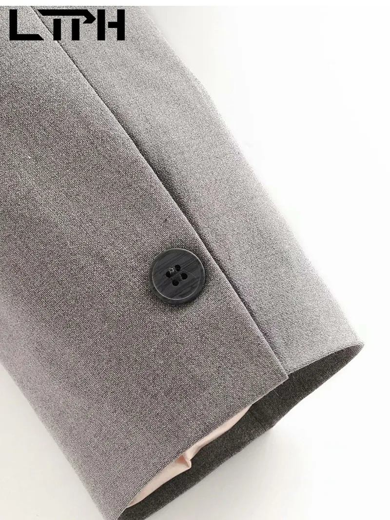 LTPH-Chaqueta corta de estilo inglés para mujer, abrigo de traje de manga larga informal, color gris, de alta calidad, a la moda, Primavera, 2021