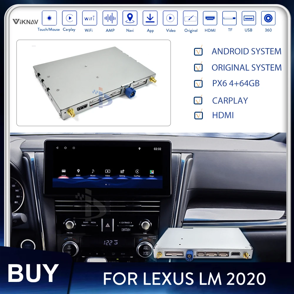 

PX6 Android For Lexus LM LM300 2020 System Car Video GPS Navigation Decoding Box DVD Multimedia Radio Video Interface Carplay