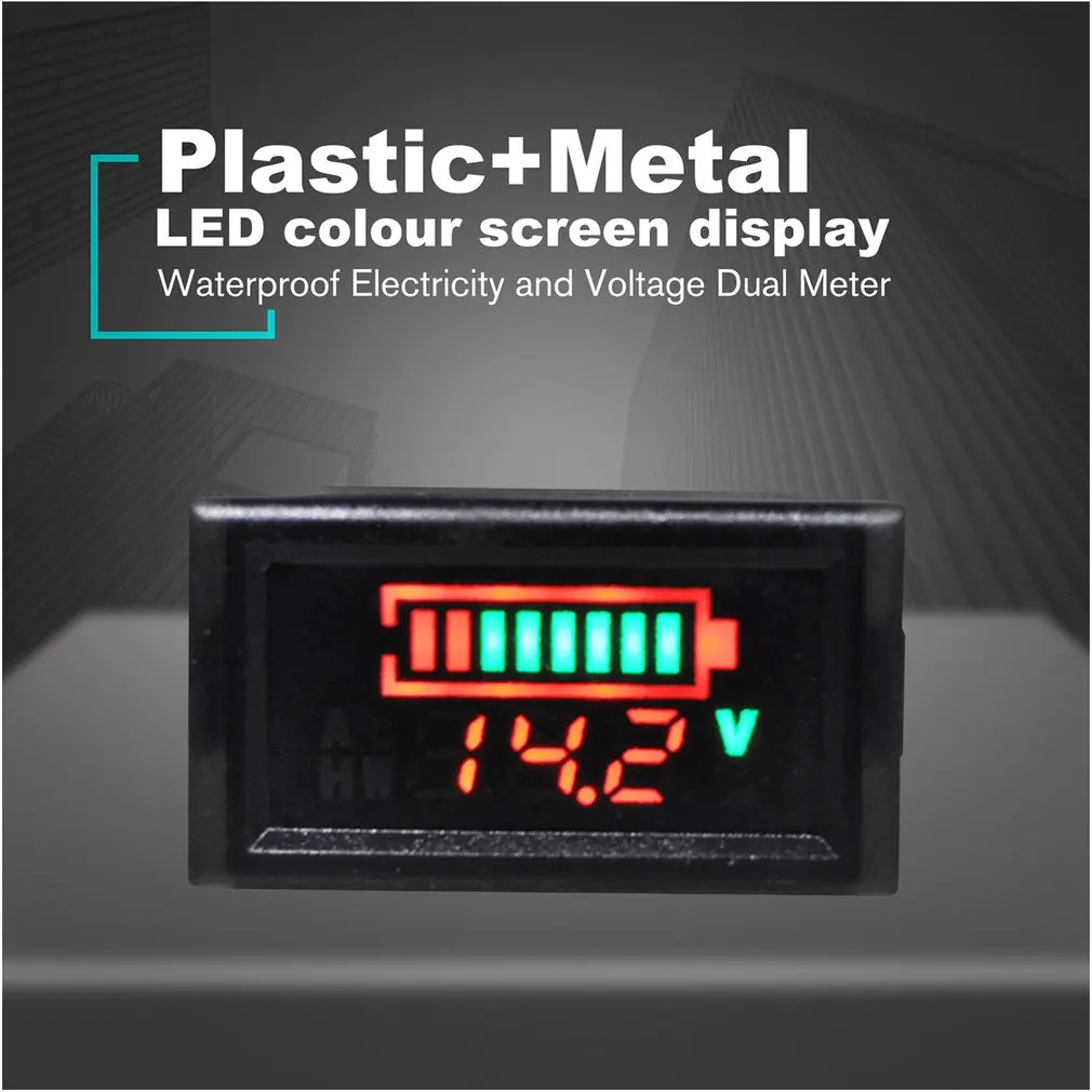 Waterproof Electricity and Voltage Dual Meter Tester Battery Power Digital Display Voltage Meter Electric Car Voltmeter