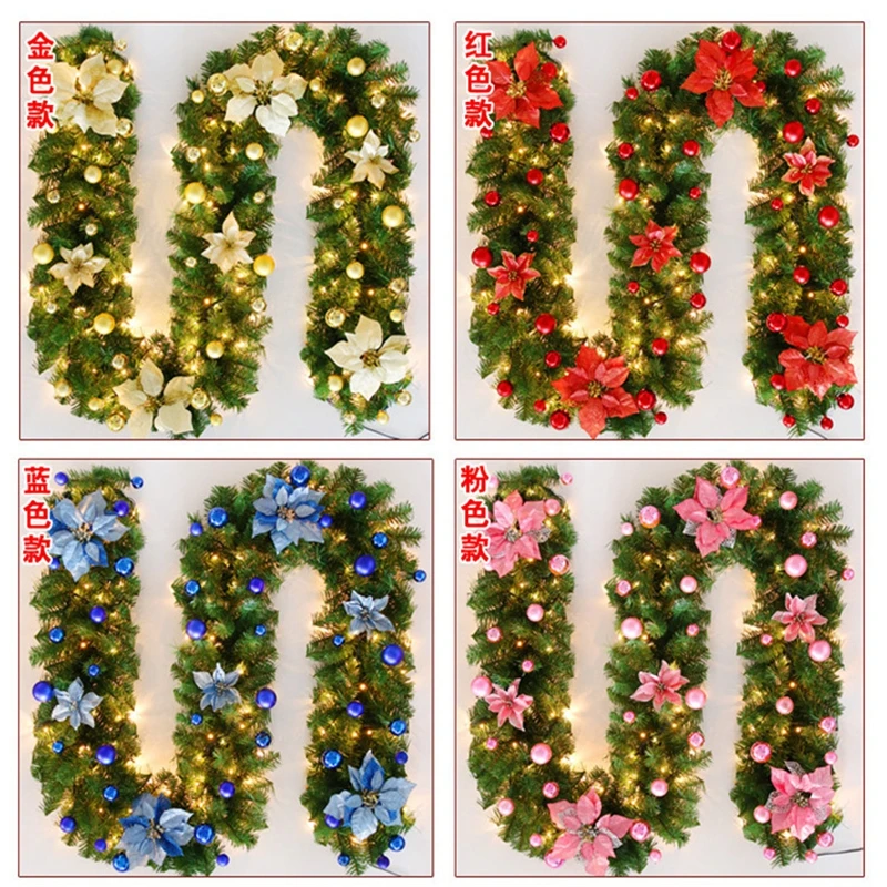 

Fashionable Christmas Rattan wreath 2.7M LED Light Flower Light Strip ornament flower band holiday decoration