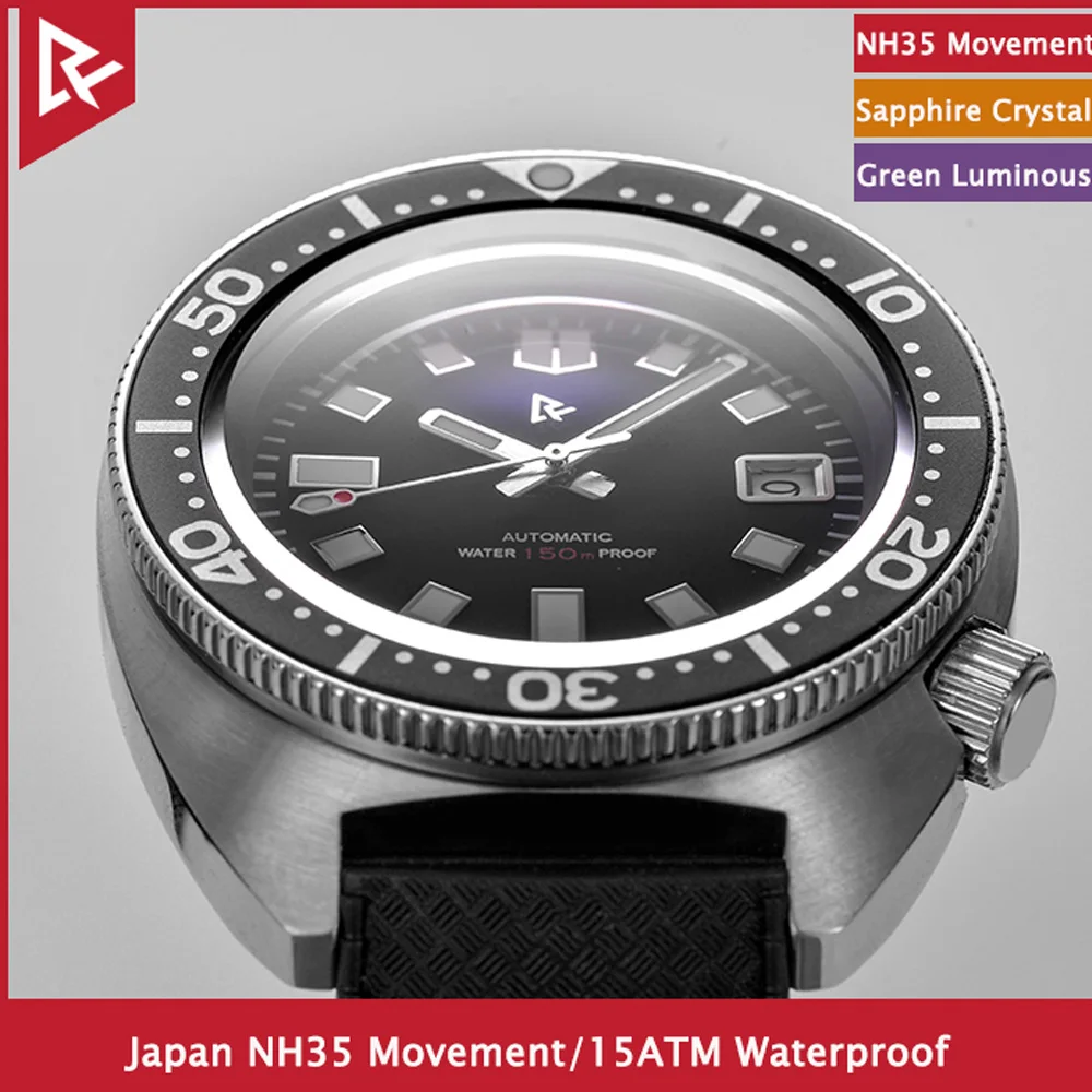 Retangula Rdunae R3BK Для мужчин часы для дайвинга из сапфирового стекла 43 мм черный