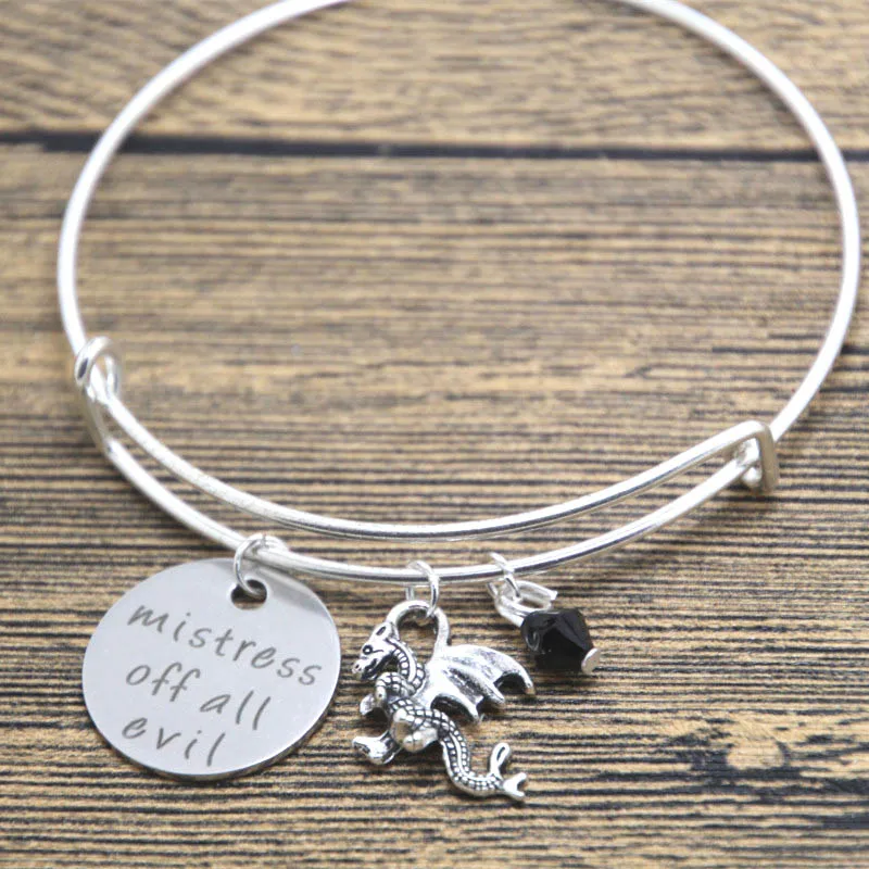 

12 шт./лот браслет в стиле Спящей красавицы злодейский малефисент хозяйка всех злых серебряных тонов Хрустальный Браслет