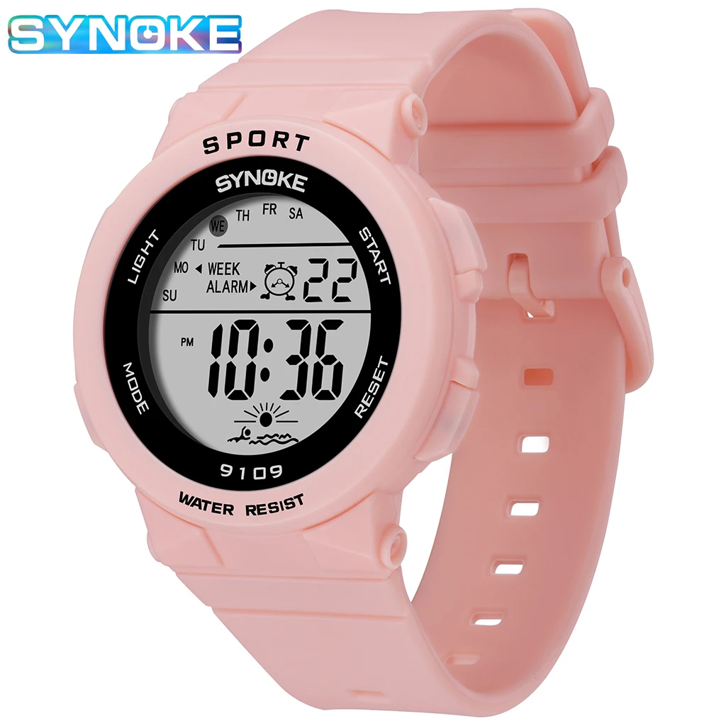 SYNOKE Fashion 50M Waterproof Students Kids Watches Children Boys Girls Digital LED Alarm Date Casual Watches Sport Wrist Watch