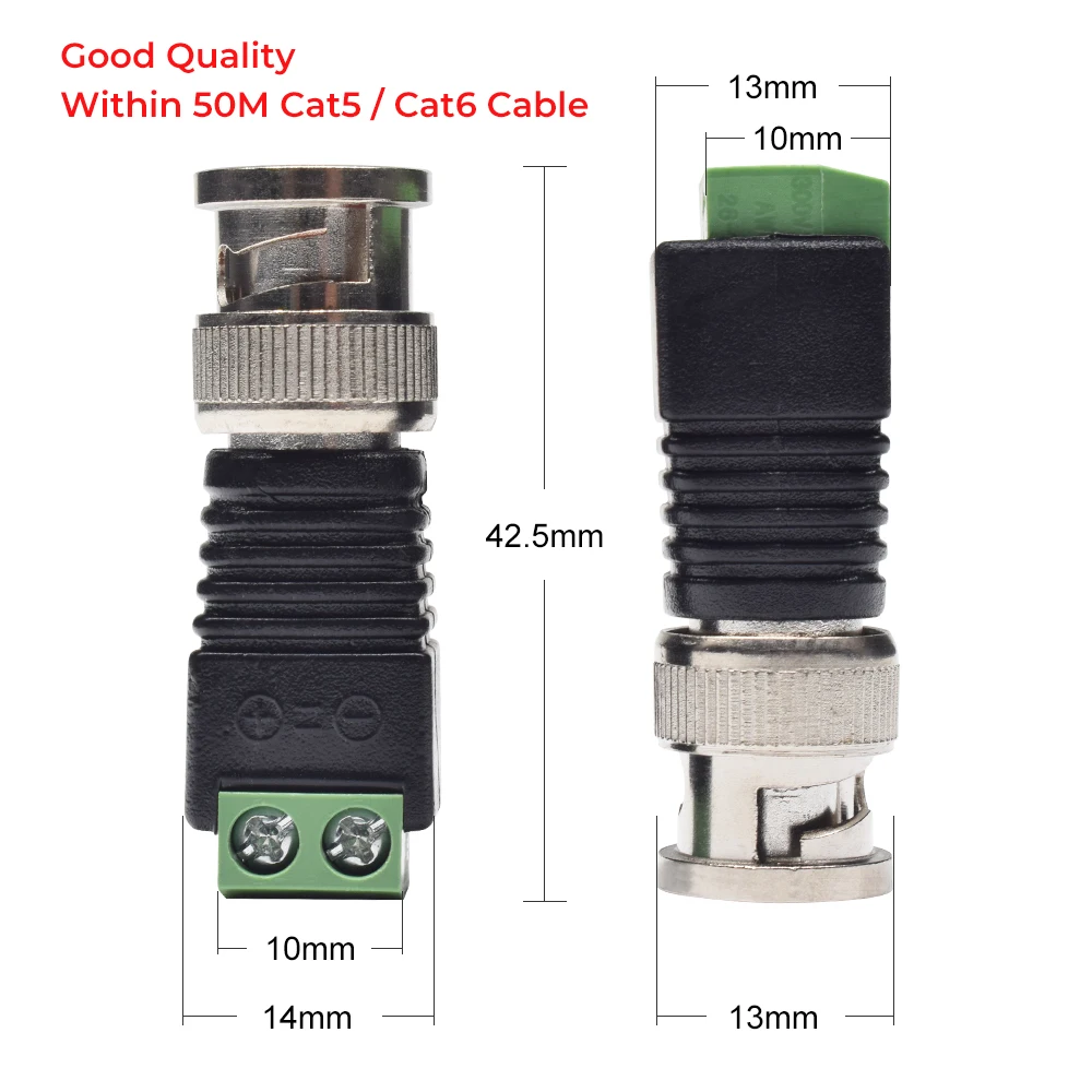 Разъемы BNC DIY для видеонаблюдения коаксиальные/Cat5/Cat6 кабели|bnc connector|bnc video connectorcctv