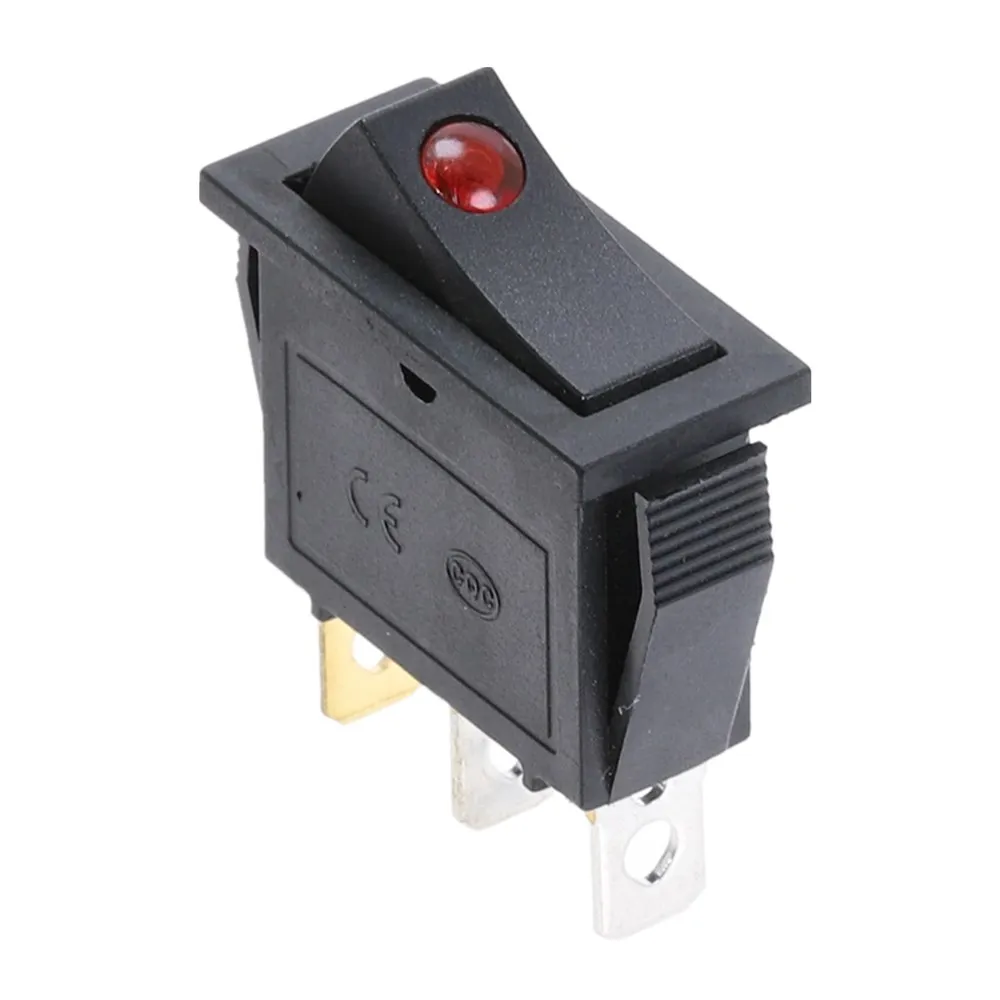 

5 шт. KCD3 220 В ВКЛ/ВЫКЛ SPST кулисный переключатель однополюсный однопозиционный 2 положения 20 А 125 В переменного тока со светодиодной подсветкой