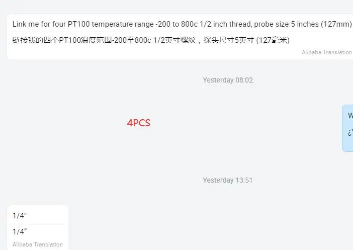 

Order for Custom-made Thermocouple