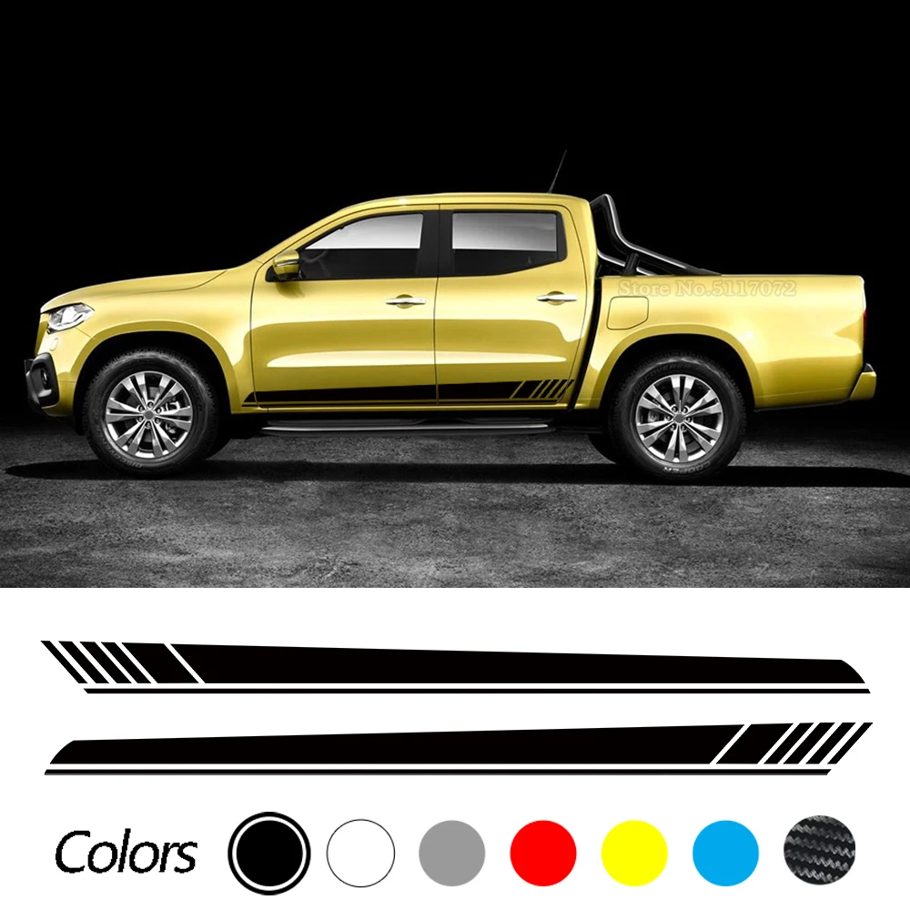 

2Pcs Car Sticker Side Door Styling Sport Racing Stripe Skirt Vinyl Body Long Decal for Mercedes Benz X Class W470 Accessories