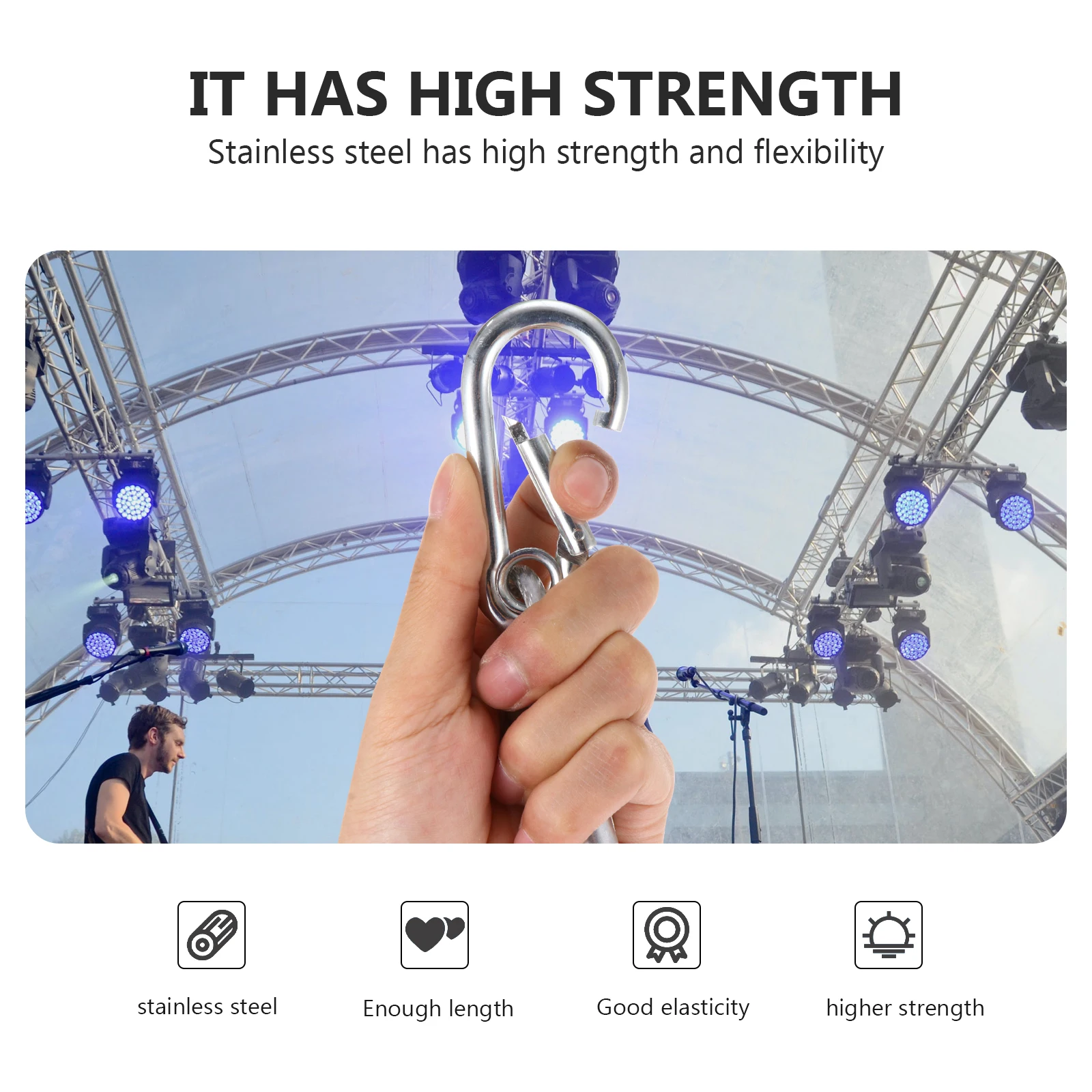 

10pcs Practical Stage Lights Safety Cable Durable Stainless Steel Safety Rope for All DJ Disco Lighting Fixtures 5MM*1000MM
