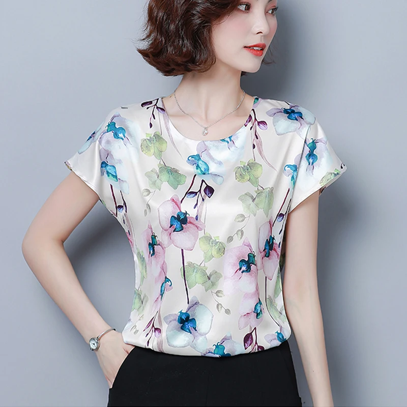 Размера плюс женские блузки 2021 новый летний Цветочный принт рубашки элегантные