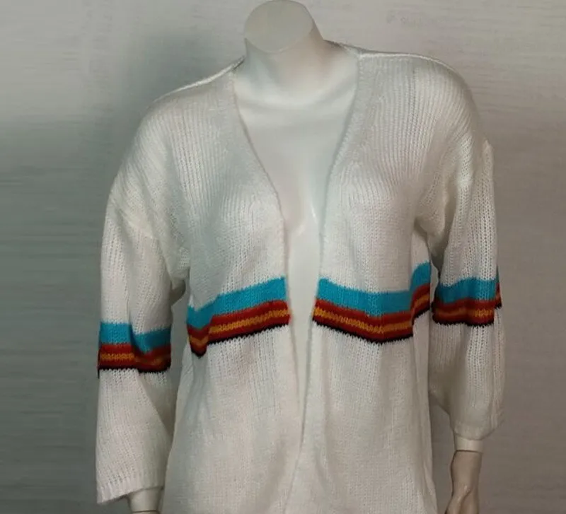 Женский вязаный кардиган в полоску повседневный толстый Свободный составного