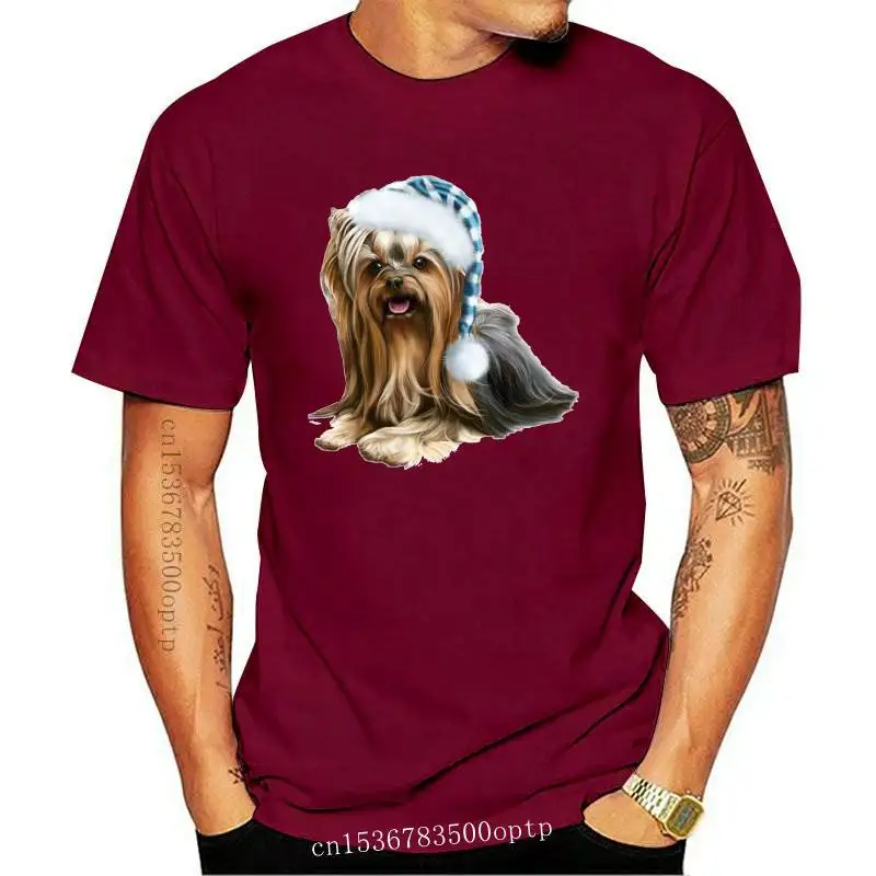 

Новая Милая Рождественская рубашка с принтом щенков Йорков, Женская кавайная одежда в стиле Харадзюку, белая Базовая футболка 90-х, футболка ...