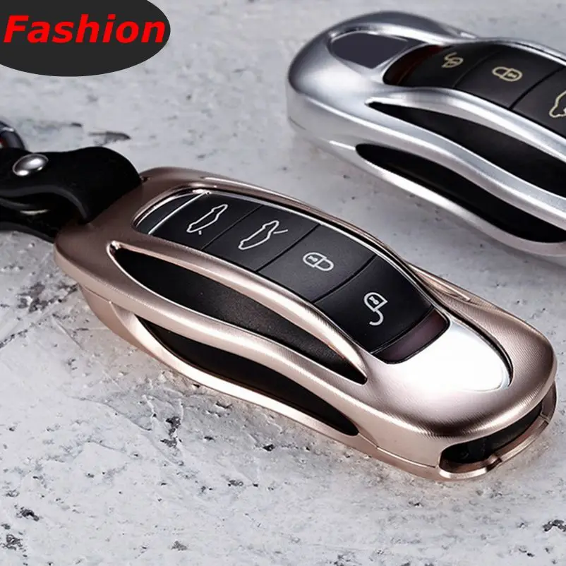 

Новый стиль алюминиевый брелок для автомобильных ключей, чехол для брелка с ключом с кольцом для ключей для Porsche вход без ключа Panamera, 911, Macan, и...