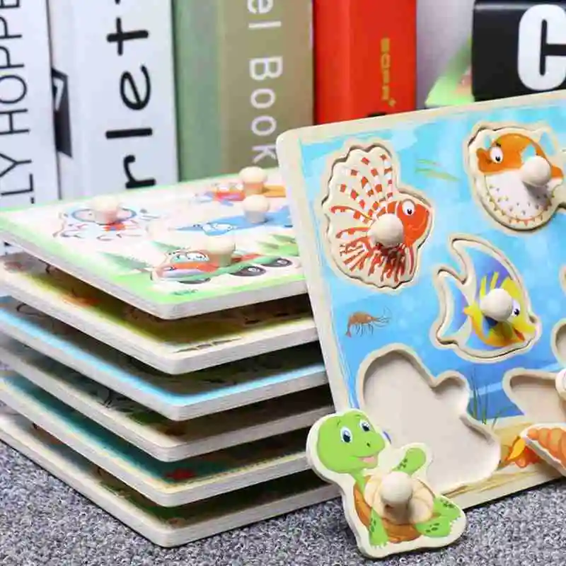 

Wooden Nail Baby Animal Digital Hand Grasping Board Children's Toy Puzzle Wooden Jigsaw Three-dimensional A5H9