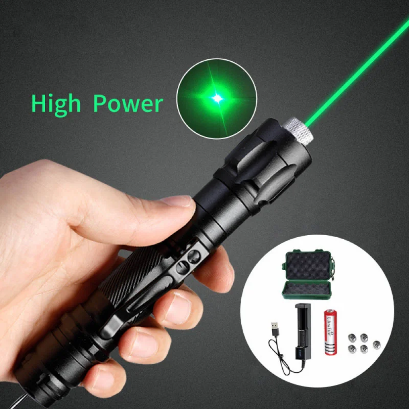 

Лазерная указка высокой мощности 303, Перезаряжаемый USB военный горящий факел мощностью 100 мВт, зеленая лазерная ручка, лазерная указка с кото...