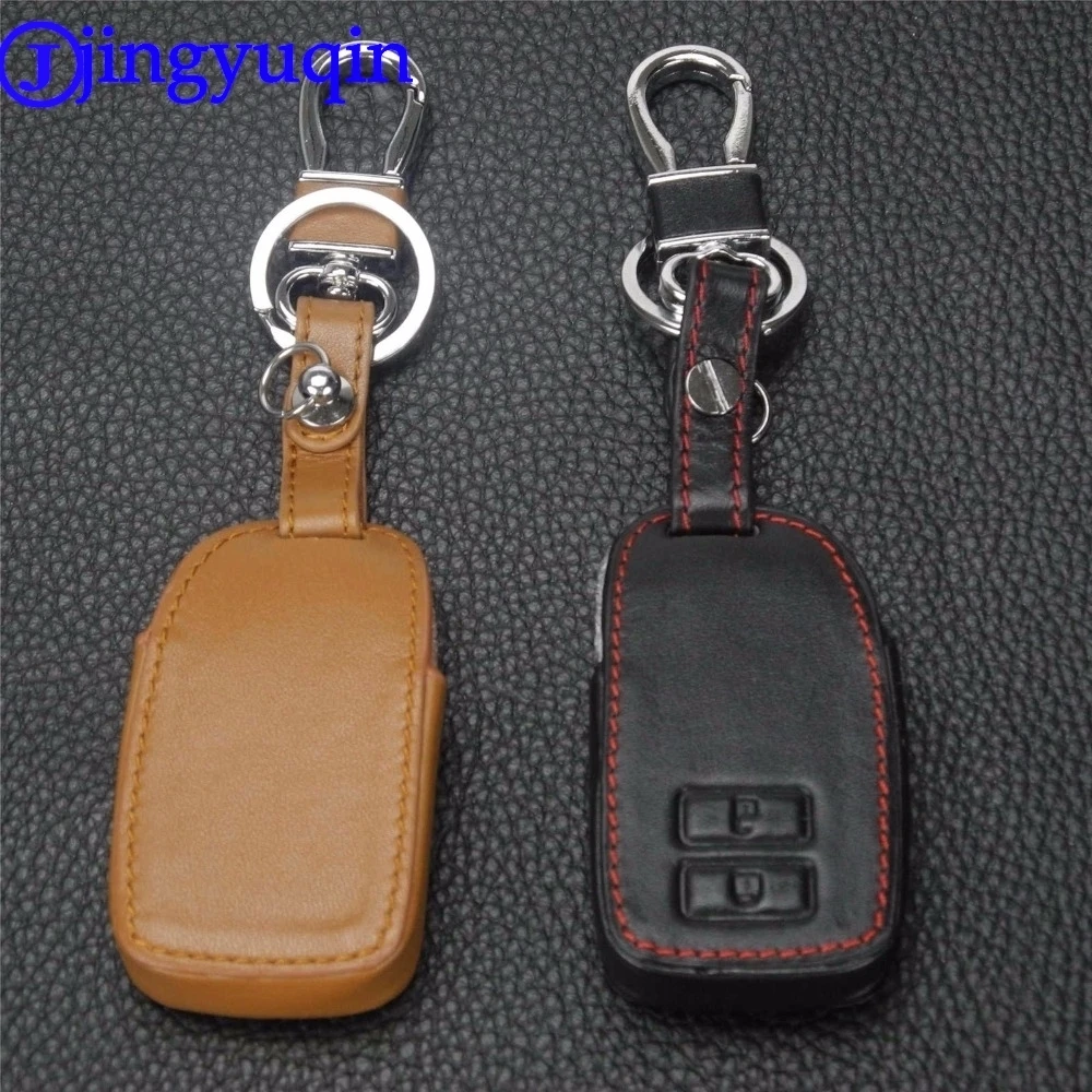 

jingyuqin New Arrival 2 Buttons Remote Leather Car-Styling Key Cover Case For Toyota Vios Intelligent