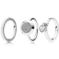 silver color ring charms women big cz round shape heart crystal ring for women party jewelry