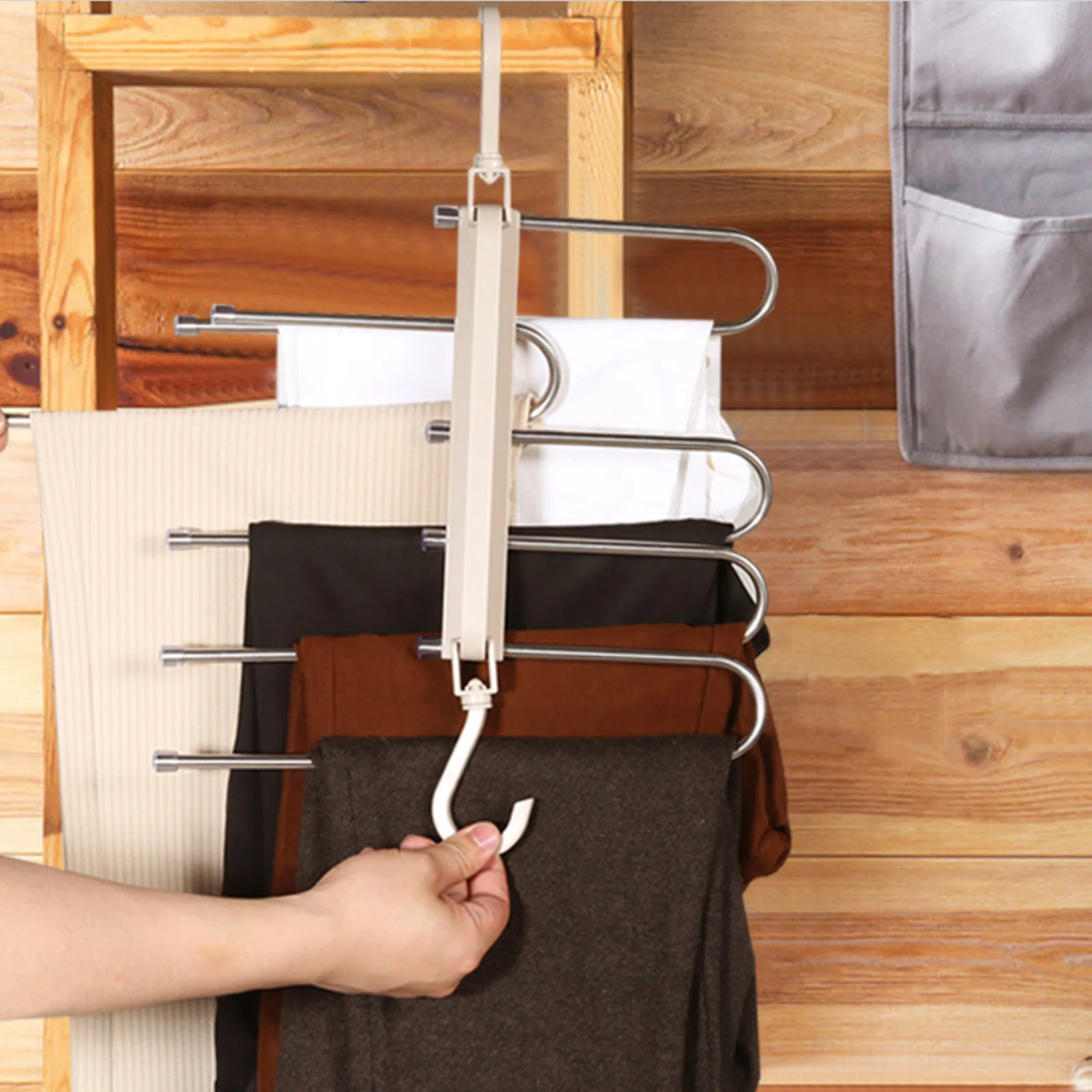 

Pants Hanger Organizer Saving Space Mufti-Layer Household Hangers Multifunctional Folding Pants Hanger Clothes