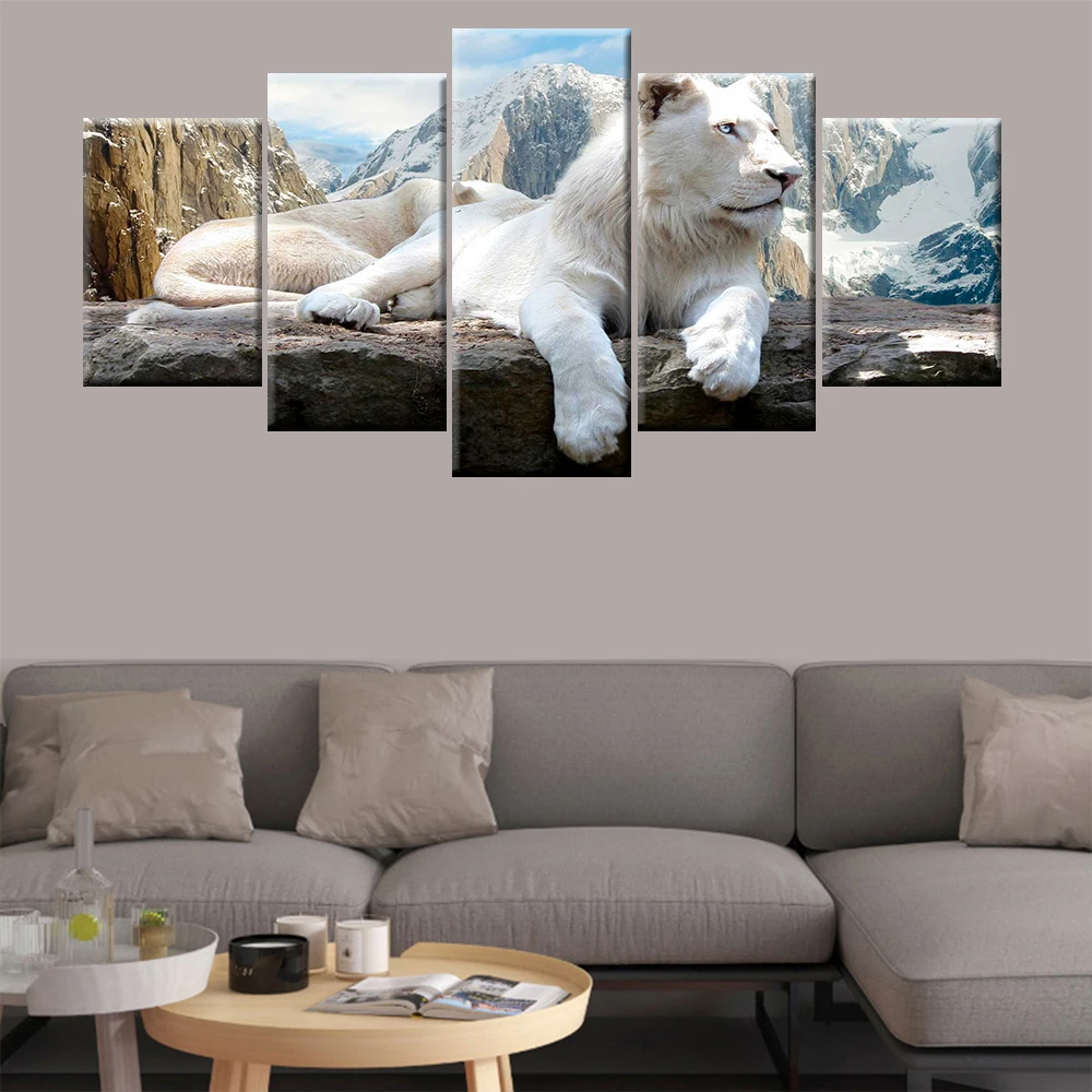 

5 Pieces White Lion Diy Diamond Painting Full Square Round Drill 5D Diamond Embroidery Cross Stitch Kit Mosaic AnimalZP-4330