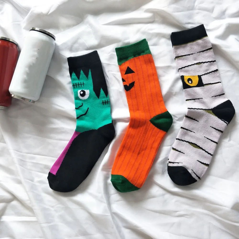 Новые носки унисекс с рисунком на Хэллоуин впитывающие пот дышащие принтом