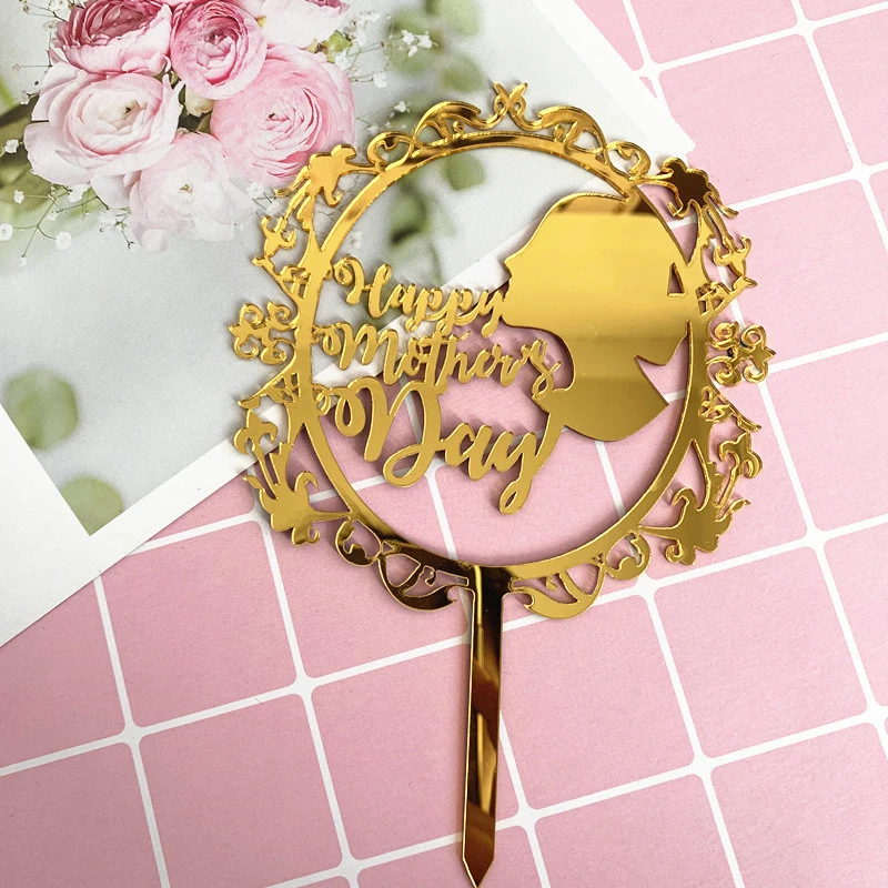 

- Popular Happy mother's day Cake Topper Birthday Party Decorations Gold Cupcake Toppers