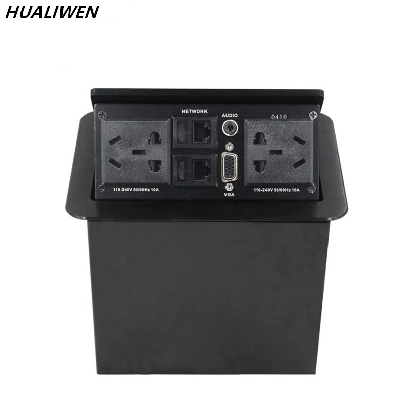 JSJ многофункциональная пневматическая всплывающая настольная розетка RJ45 + 3 5 VGA