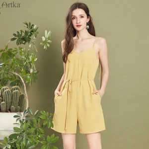 Женский комбинезон без рукавов ARTKA, повседневный короткий комбинезон с высокой талией и поясом, KA20200C, на лето, 2020