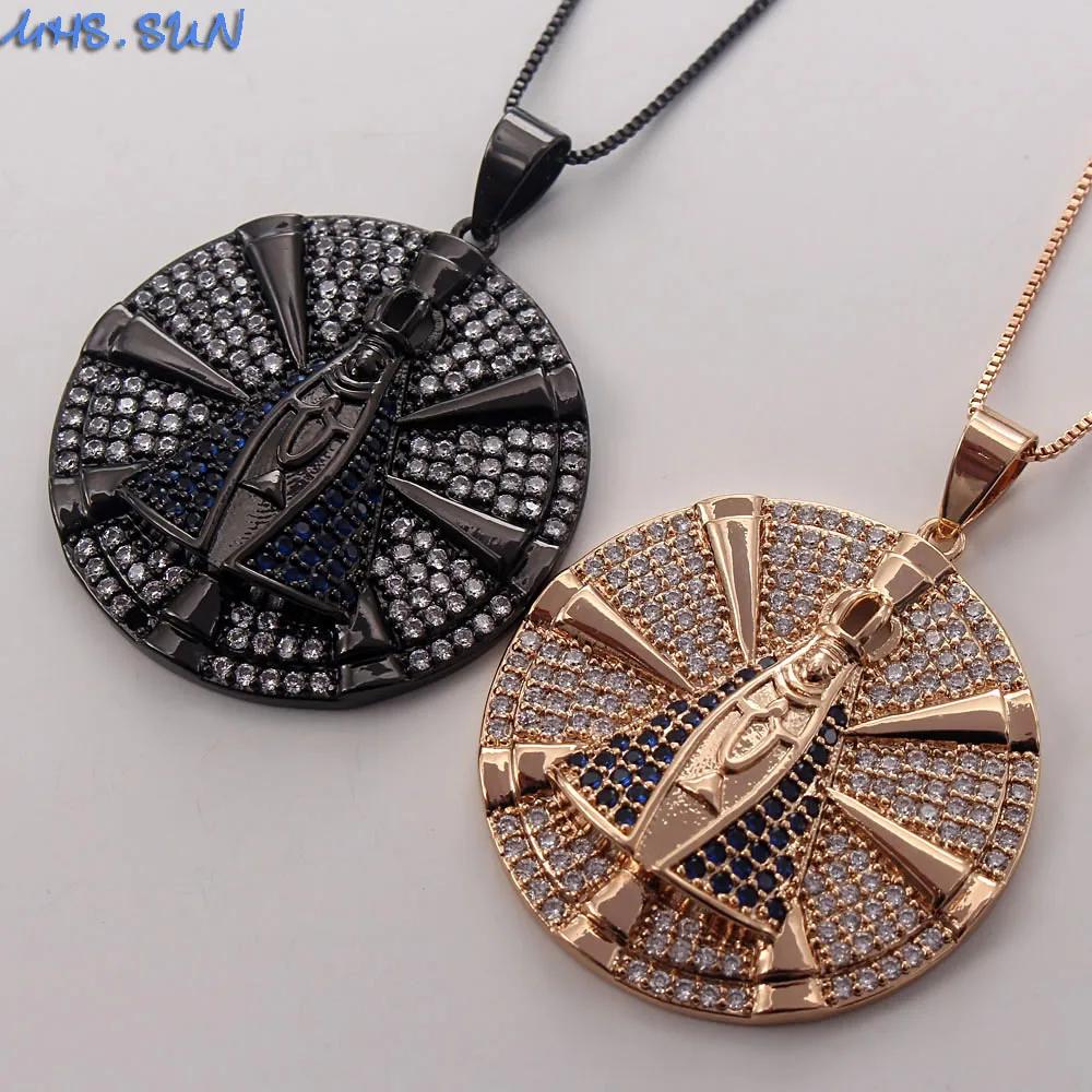 

MHS.SUN Fashion Round Religion Pendant Necklace With Holy Mary Design Jewelry Charming Women Chain CZ Choker Gift 1PC