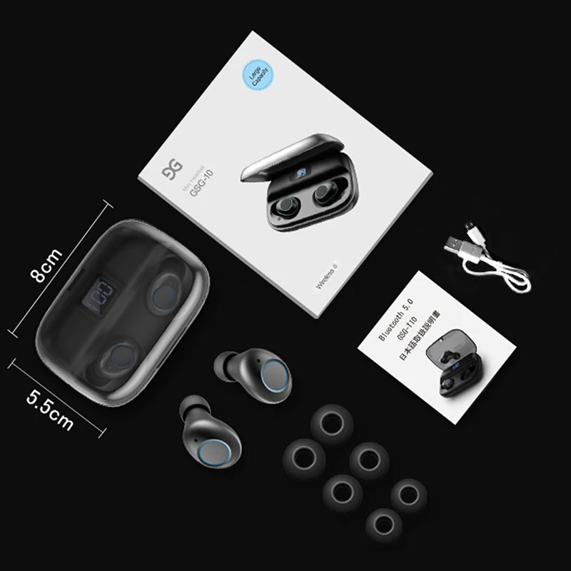 2019 TWS беспроводные наушники со светодиодной подсветкой Bluetooth 5 0 стереонаушники 6D