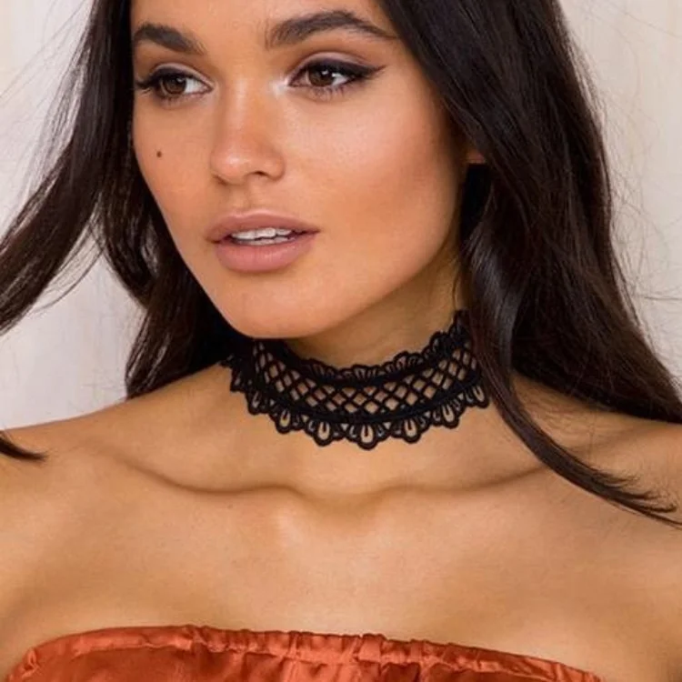 Модное кружевное цветочное ожерелье в готическом стиле черное подарки для