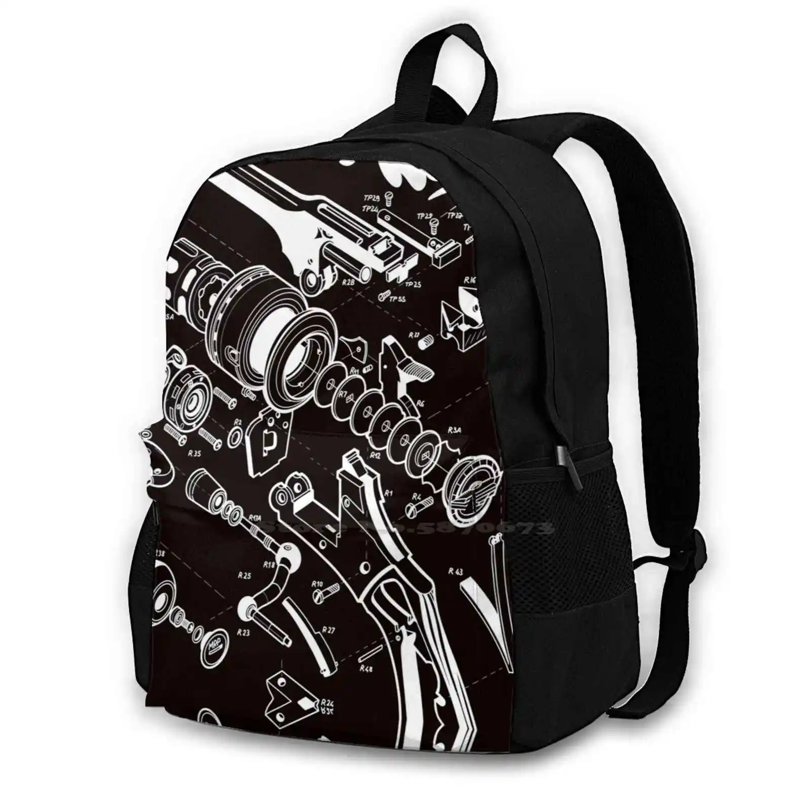 Pimp My Reel/ Negative Teen College Student Backpack Laptop Travel Bags Reel Fishing Fisherman Spinning Popping Giant Trevally