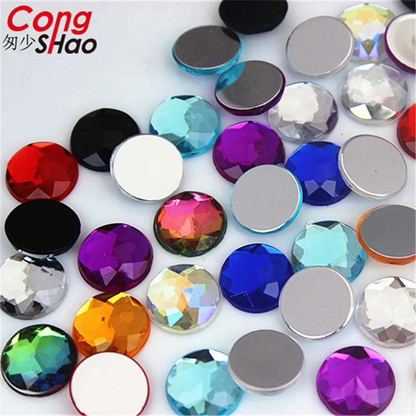 Mix color Cong Shao 200 шт 12 мм круглые акриловые стразы аппликация с камнями и кристаллами плоская задняя сторона бусины аксессуары для одежды CS91 - Цвет: Mix color