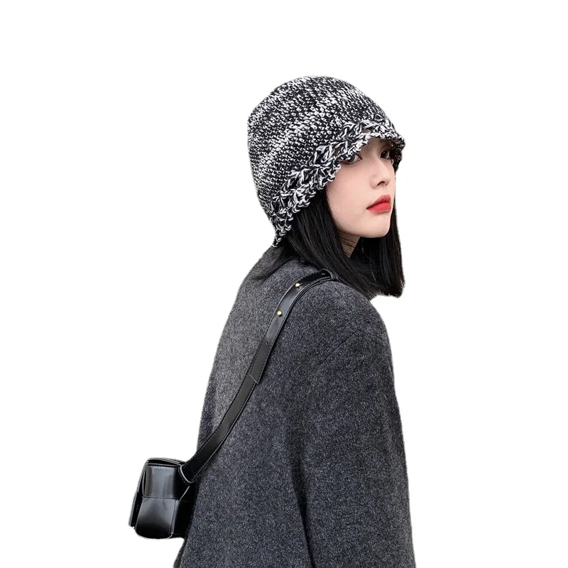 

Женские разноцветные вязаные теплые головные уборы, женская новая круглая купольная Элегантная Модная универсальная шапка Ashion