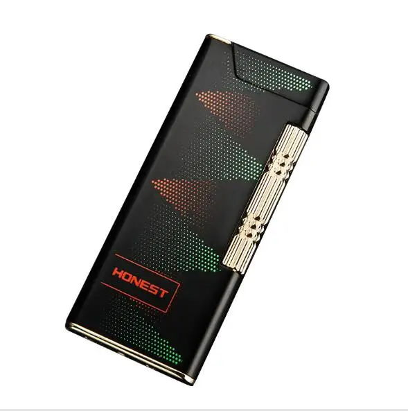 

Honest Metal UltraThin Side Slip Grinding Wheel Butane GAS Inflatable Lighter Men's smoking business gift.Cigarettes Accessories