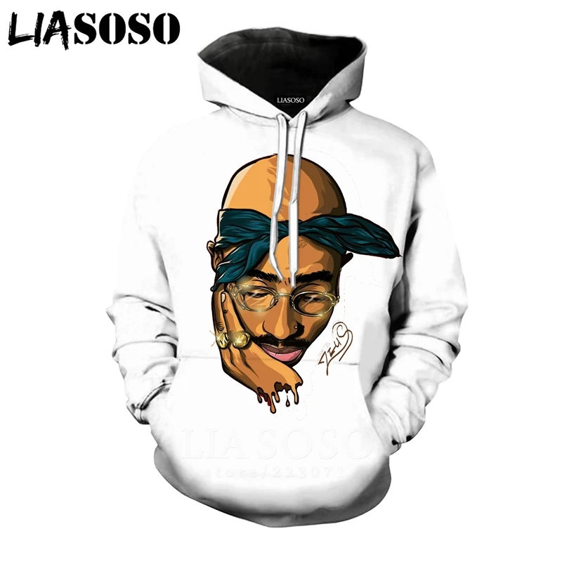 18 2pac толстовки LIASOSO забавные для мужчин и женщин Аниме Толстовка 3D принт Рэпер Хип Хоп с длинным рукавом Уличная Топ пуловер с круглым вырезом B182-10 - Цвет: 18