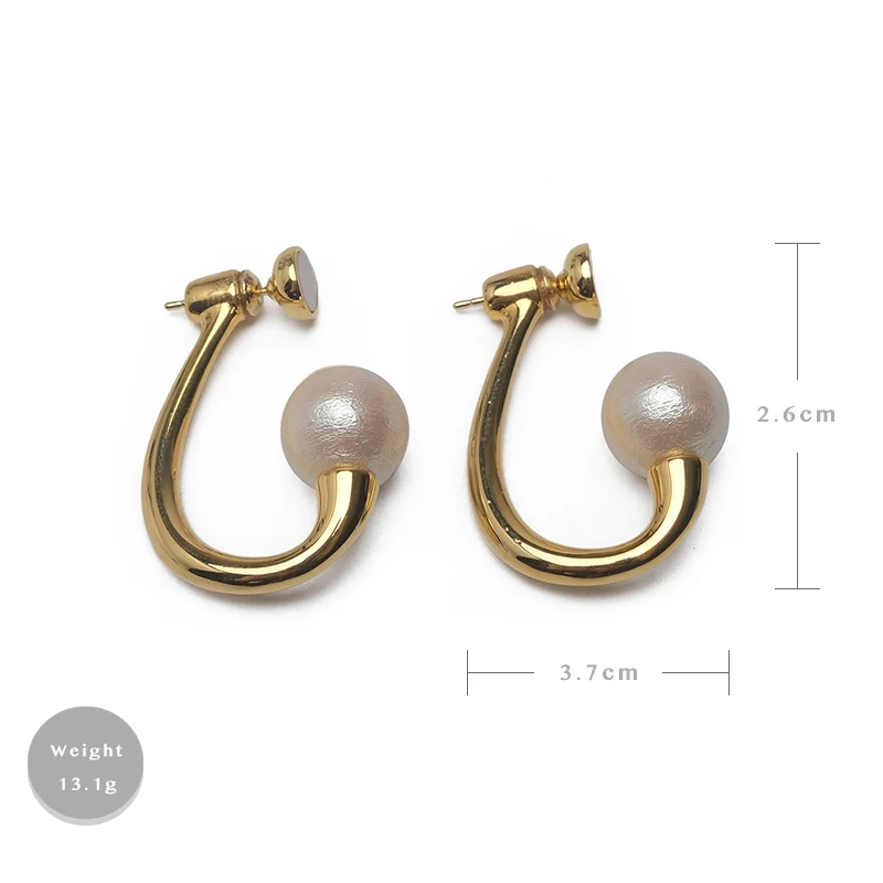 

Amorita boutique Retro geometric design of u-shaped artificial pearl stud earrings