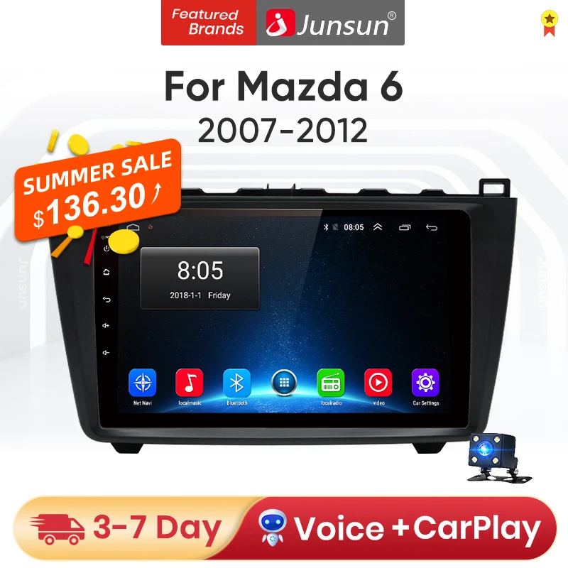 Junsun V1 4G + 64G Android 10 2din автомобильное радио intelligente pantalla для Mazda 6 6(GH) Rui win 2009 2007 2012