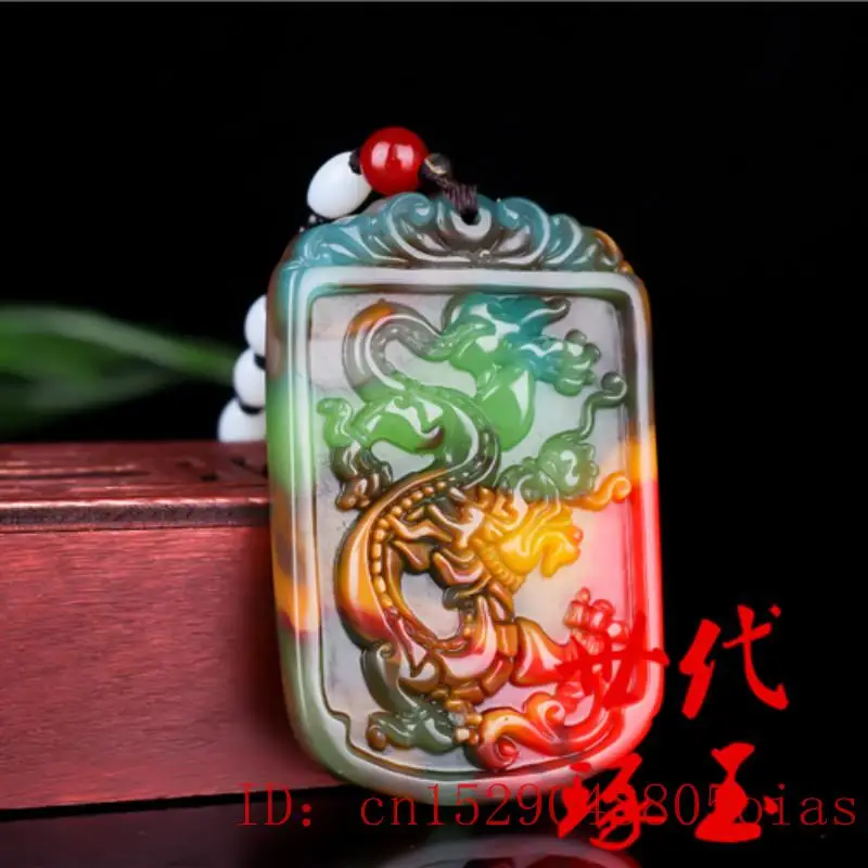 Природный цвет Hetian Нефритовый камень дракон кулон ожерелье китайские ювелирные