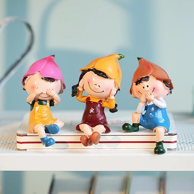 

3pcs/set Resin Doll Pastoral Style No See No Say No Hear Baby Doll Wedding Gift Home Furnishing Decoration Rabbit Style ToyZH033