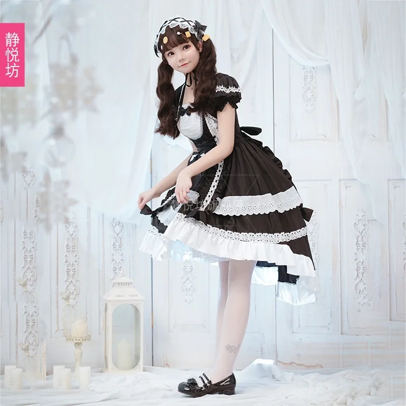 Оригинальный черно-белый костюм горничной Платье для костюмированной вечеринки